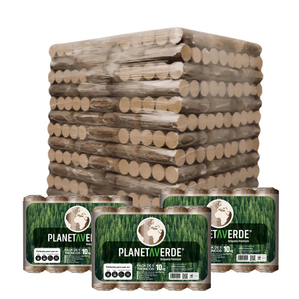 BRIQUETTES DE BOIS PLANETAVERDE - 104 paquets (5 briquettes par paquet)